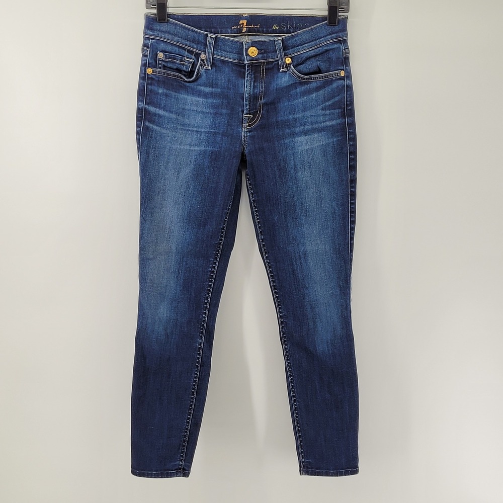7 For All Mankind Skinny Jeans‎ Womens 28 Blue Dark Wash Denim Stretch Low Rise